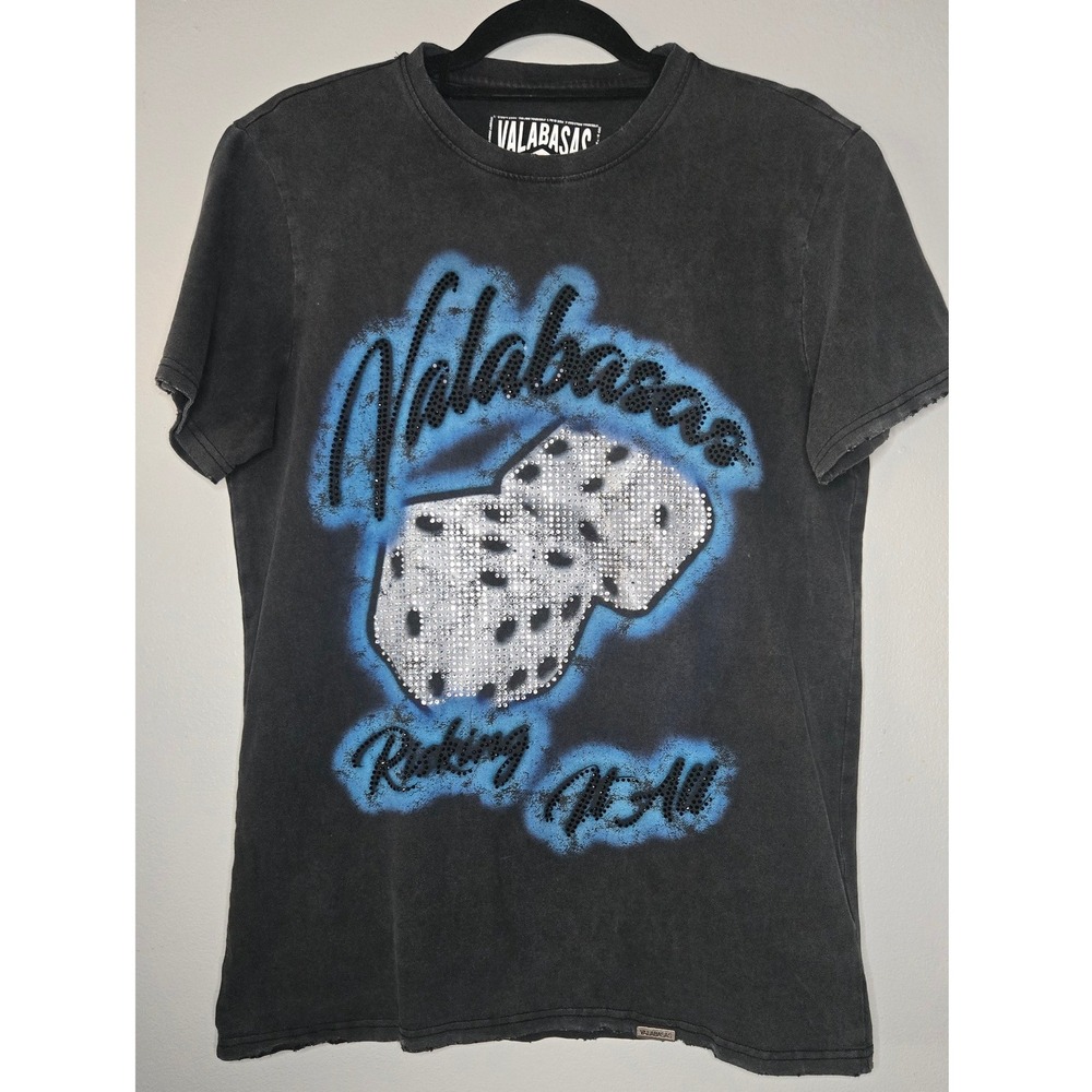 Valabasas Vintage Rolling High Graphic Rhinestone Tee‎ Black XS Y2K Streetwear